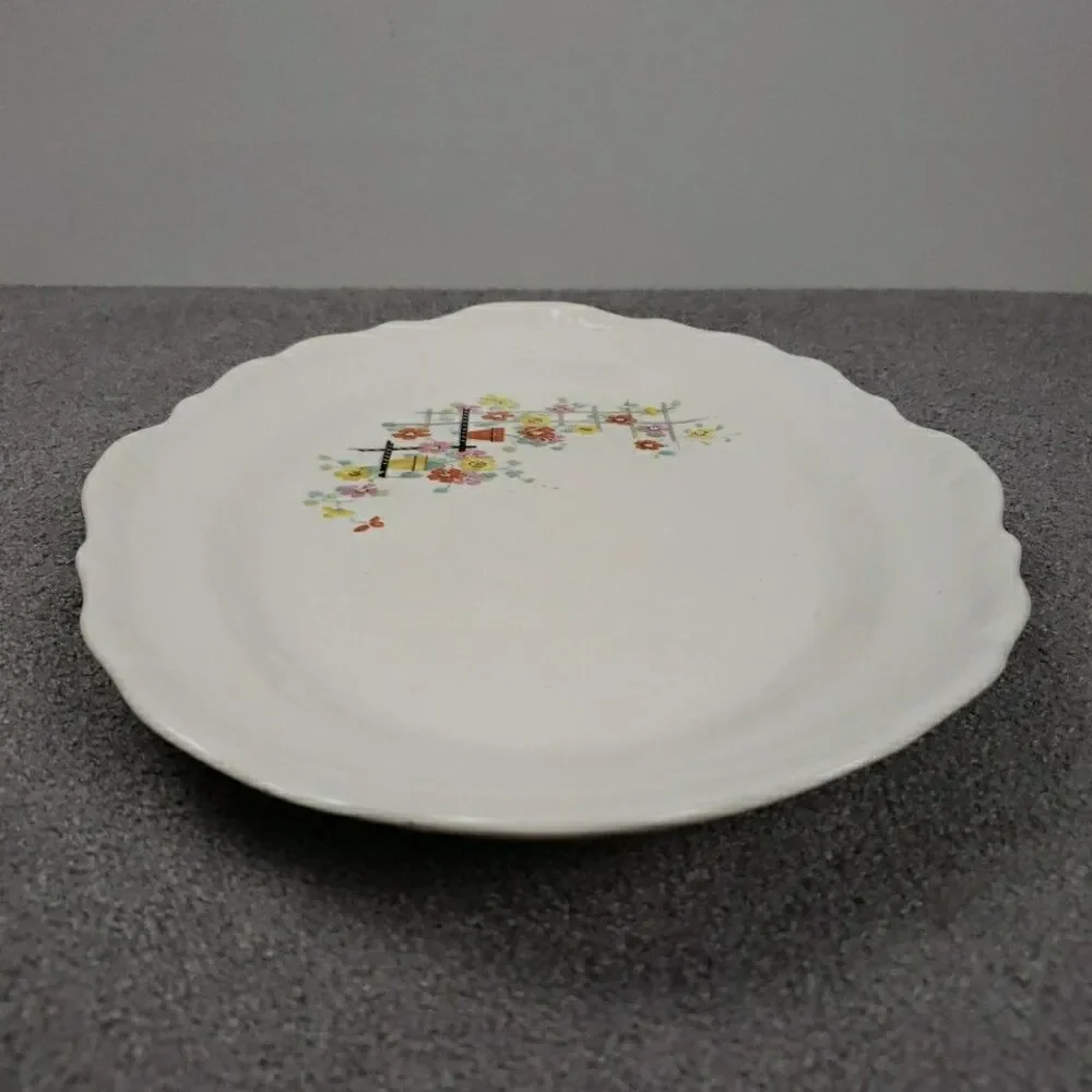 Edwin M Knowles Yorktown Oval Platter Flowers Lattice 11